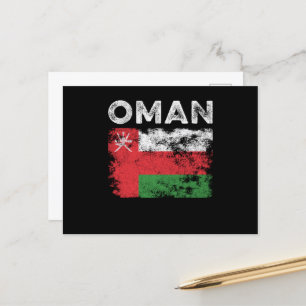 Oman Flagga Distress - Omani Flagga Vykort
