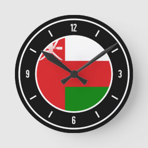 Oman Flagga Elegant Rund Klocka