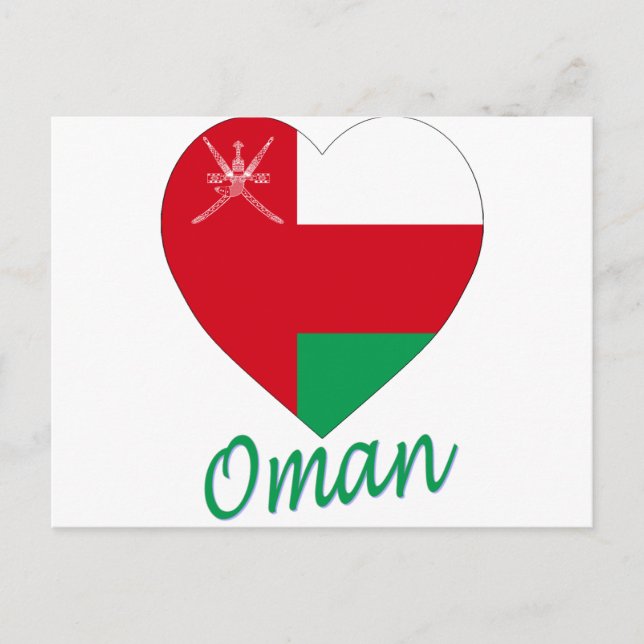 Oman Flagga Heart Vykort (Framsida)