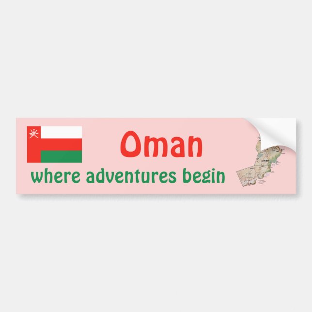 Oman Flagga + Karta Bildör Dekal (Framsidan)