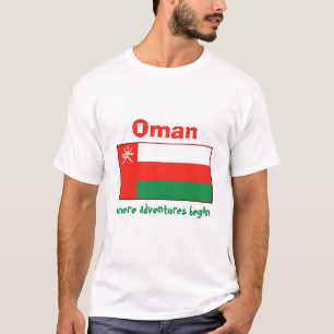 Oman Flagga + Karta + Text T-Shirt