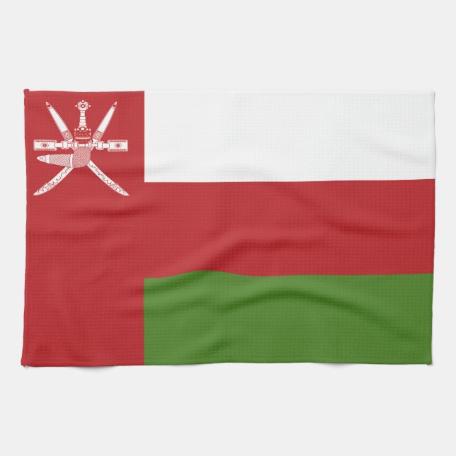 Oman flagga kökshandduk (Horisontell)