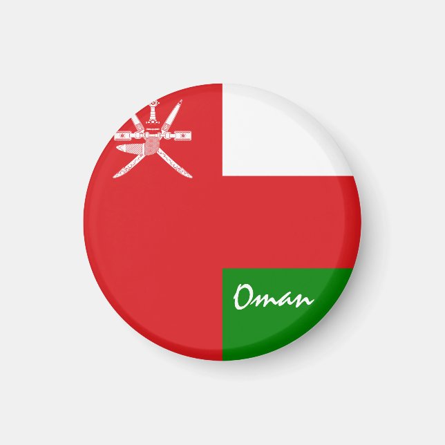 Oman flagga och Asien - resor/sportfantaster Magnet (Framsidan)