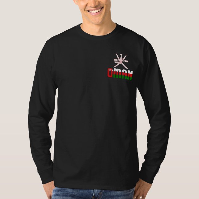 Oman Flagga och Jacka av Arm Patriotic T Shirt (Framsida)