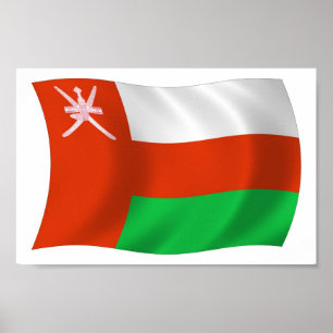 Oman Flagga Poster Skriv ut