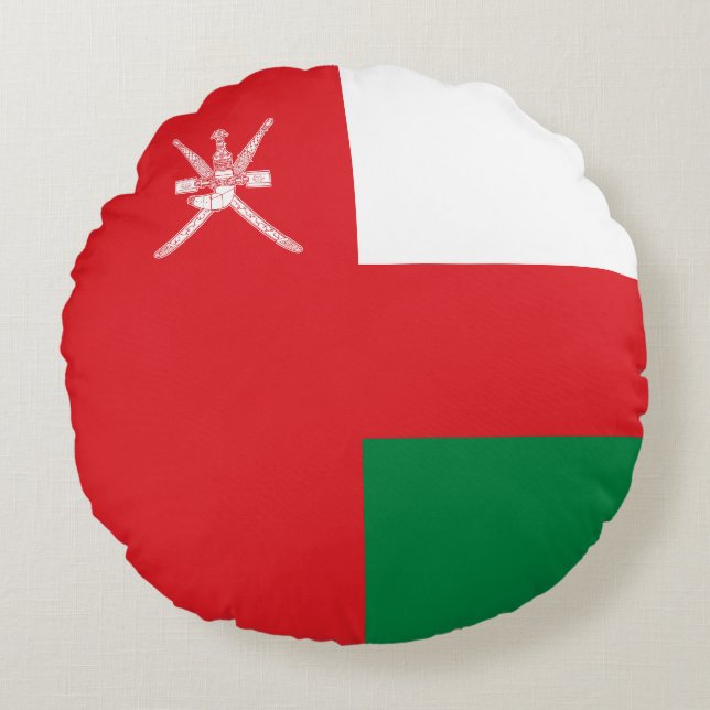 Oman Flagga Rund Kudde (Framsidan)