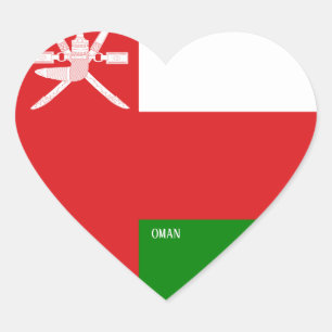 Oman Flagga Splendid Patriotic Hjärtformat Klistermärke