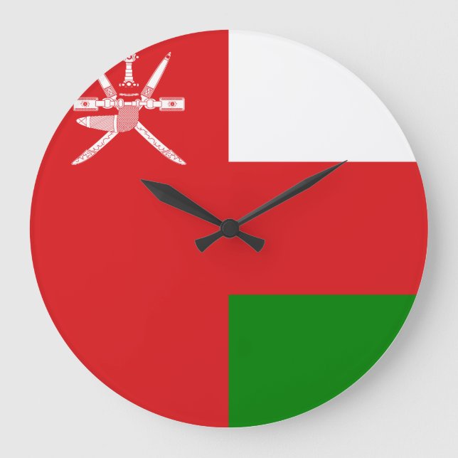 Oman Flagga Stor Klocka (Framsida)