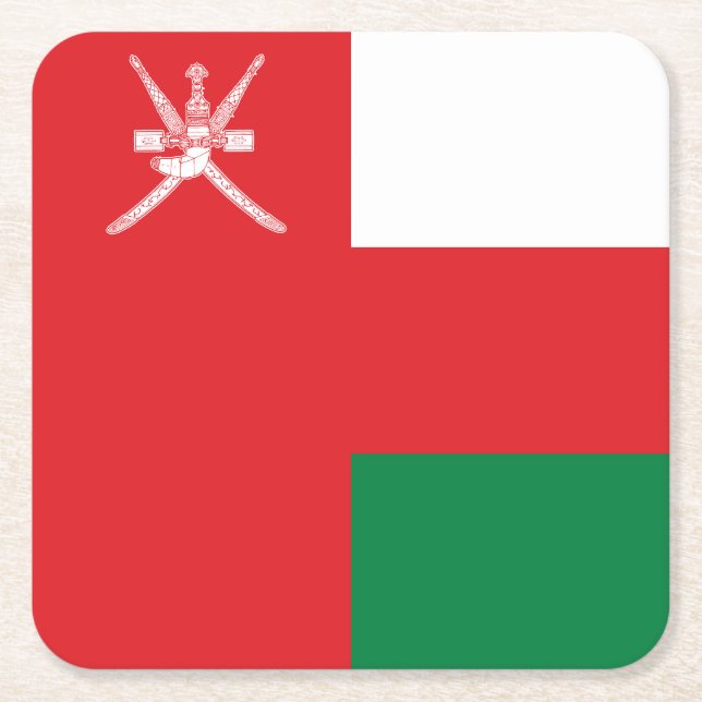 Oman Flagga Underlägg Papper Kvadrat (Framsidan)
