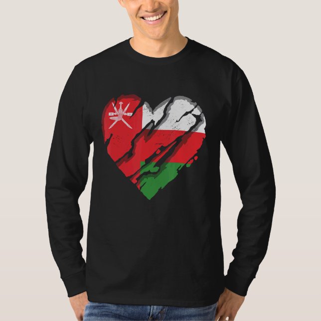 Oman Heart Omani Flagga Omani Pride 1 T Shirt (Framsida)