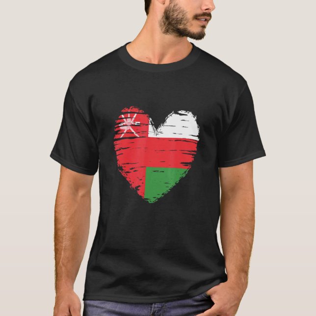 Oman Heart Omani Flagga Omani Pride T Shirt (Framsida)