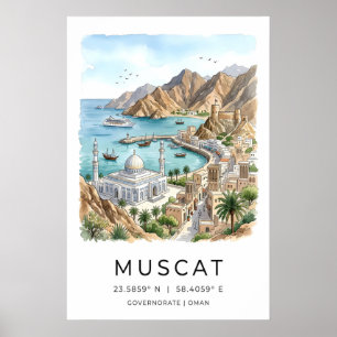 Oman Huvudstad Väggkonst Lugnt Hamnutsik