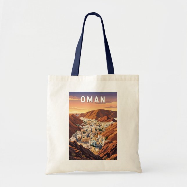 Oman Illustration Resa Konst Vintage Tygkasse (Framsidan)