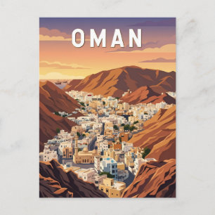 Oman Illustration Resa Konst Vintage Vykort