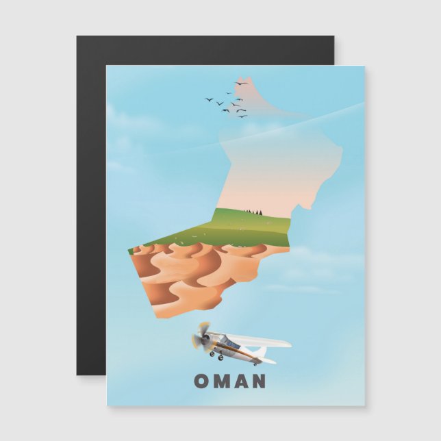 Oman illustrerad karta reseposter (Fram/baksida)