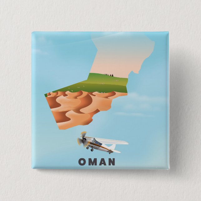 Oman illustrerade reseaffisch i karta knapp (Framsida)