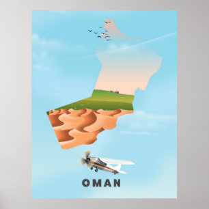 Oman illustrerade reseaffisch i karta poster