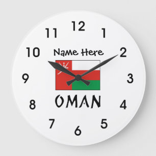 Oman och Omani Flagga med ditt namn Stor Klocka