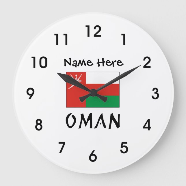 Oman och Omani Flagga med ditt namn Stor Klocka (Framsida)