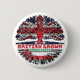 Oman Omani British UK Träd Roots Flagga Knapp