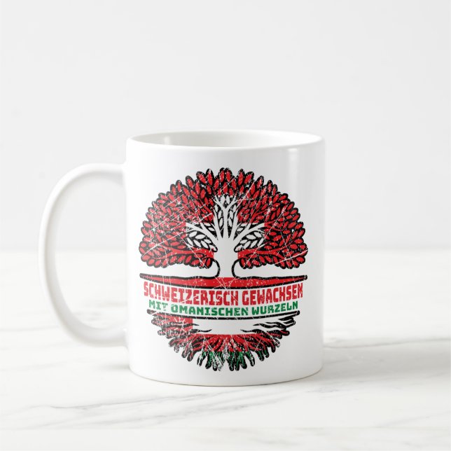 Oman Omanisch Schweizer Baum Wurzel und Schweizer  Kaffemugg (Vänster)