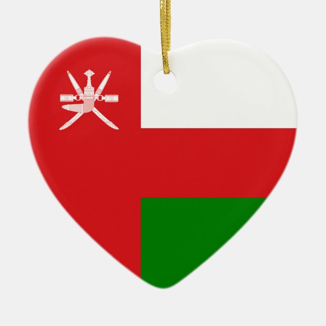 Oman - omansk flagga julgransprydnad keramik (Framsidan)