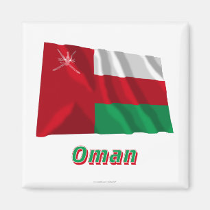 Oman som vinkar flagga med namn magnet