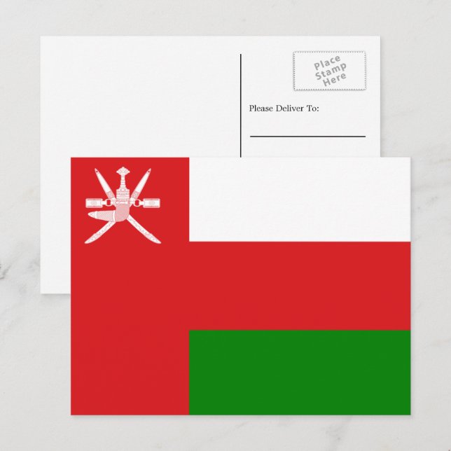 Omani Flagga, Flagga Oman Vykort (Fram/baksida)