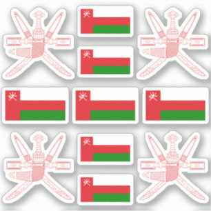 Omani nationella symboler/emblem och flagga klistermärken