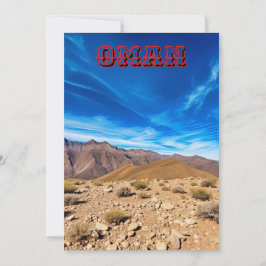 Omani-terräng i bergstrakter julkort