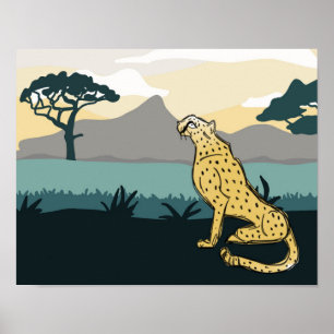 Omanipulerad Cheetah 14"x 11" Art-utskrift Poster