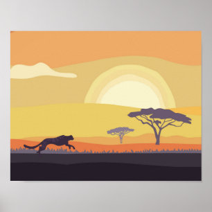 Omanipulerad Cheetah 14"x 11" Art-utskrift Poster