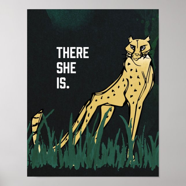 Omanipulerad Cheetah där är hon 11" x 14" Art Prin Poster (Framsidan)