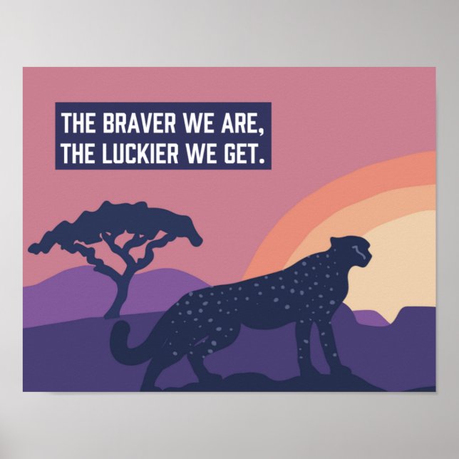Omanipulerad Cheetah Luckier 14" x 11" Art-utskrif Poster (Framsidan)