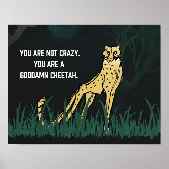 Omanipulerad GD Cheetah 14" x 11" Art-utskrift Poster (Framsidan)