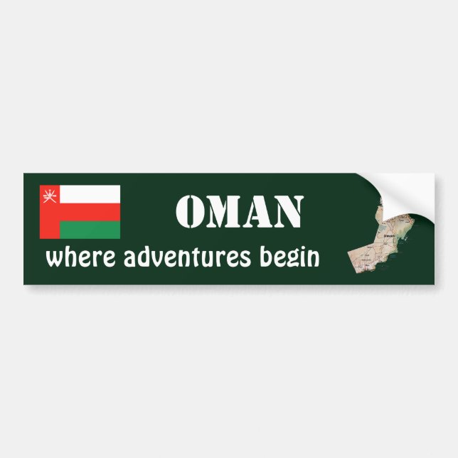 Omans flagga + kartdekal bildekal (Framsidan)