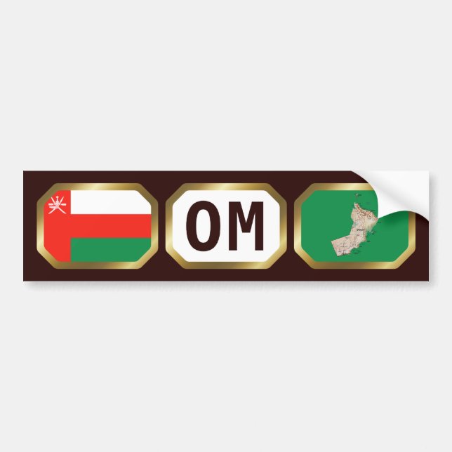 Omanska flaggans kartkoddekal bildekal (Framsidan)
