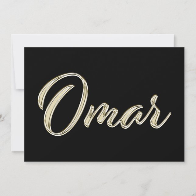 Omar Name white gold Handwriting Karte Kort (Framsida)