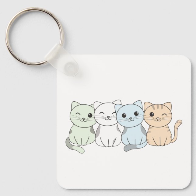 Omärkt Flagga Pride Lgbtq Cute Cat Keychain Nyckelring (Framsida)