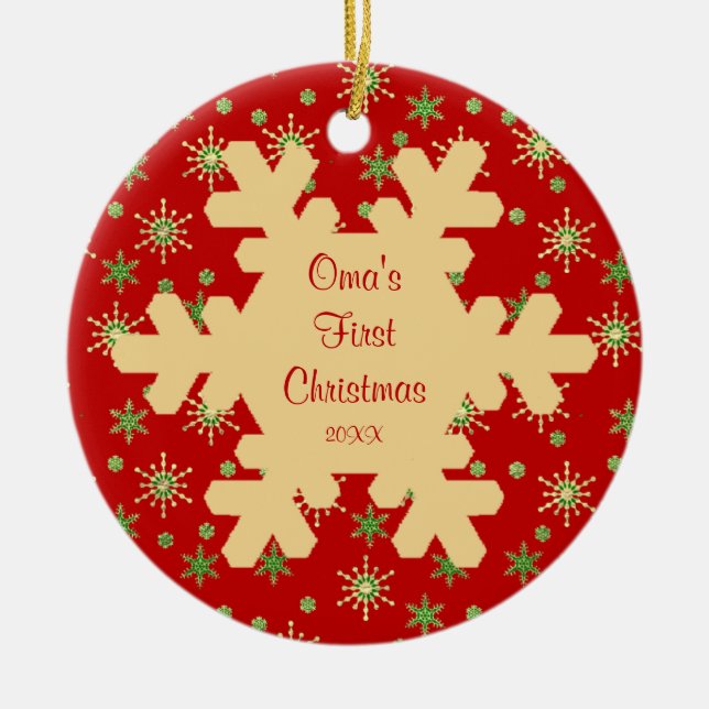 Omas första jul röda snöflinga ornament (Framsidan)