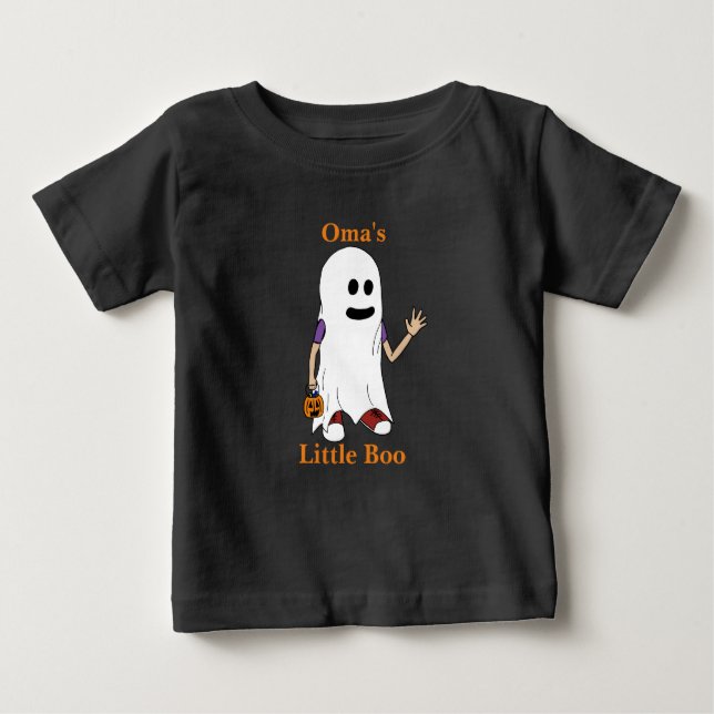 Omas Little Boo Boy Trick eller Treater Baby T-Shi T Shirt (Framsida)