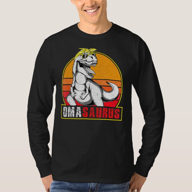 Omasaurus Rex Dinosaur Oma Saurus-familjmatchning T Shirt (Framsida)