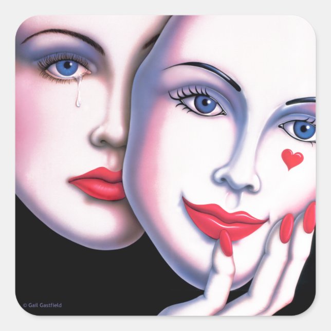 Omaskerad Fyrkantigt Klistermärke (Framsida)