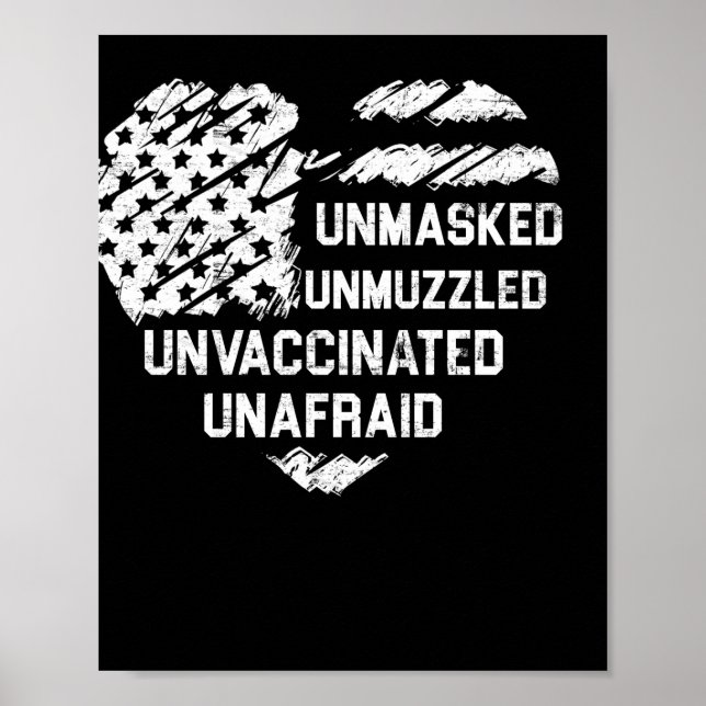 Omaskerat ovaccinerat Unafraid USA flagga Poster (Framsidan)