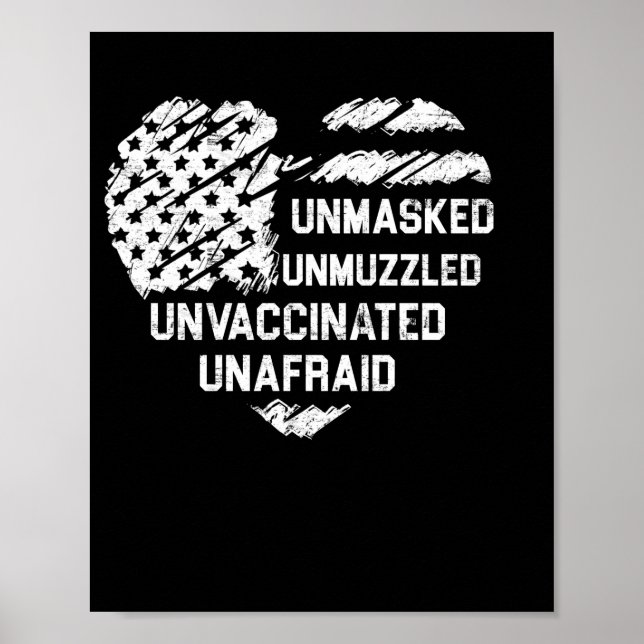 Omaskerat ovaccinerat Unafraid USA flagga Poster (Framsidan)