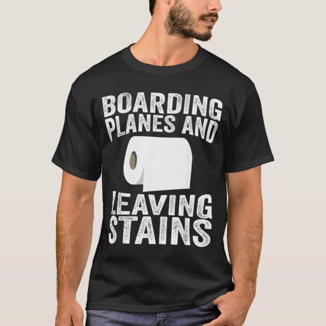 Ombordstigning På Plan Och Kvarlämnande Fläckar T Shirt (Framsida)