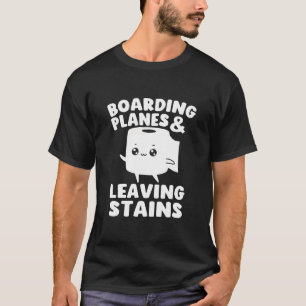 Ombordstigning på plan som lämnar fläckar Roligt p T Shirt