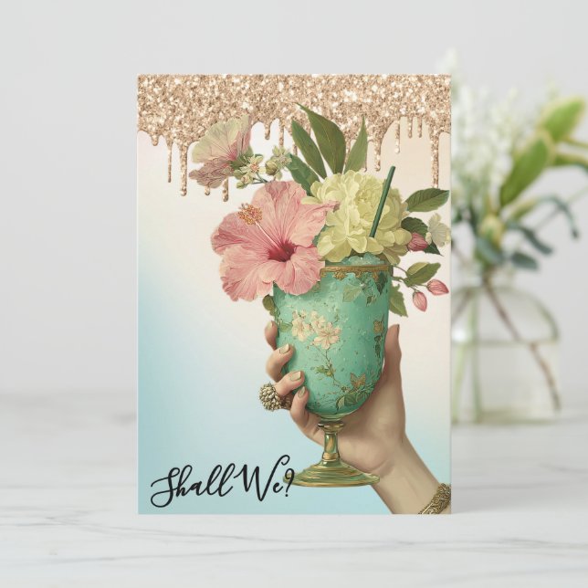 *~* Ombre 10A101 FOTO  Cocktail  SÖNDAGSBRUD Inbjudningar (Stående Fram)