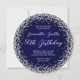 Ombre 50:e födelsedag i silver Glitter Inbjudningar