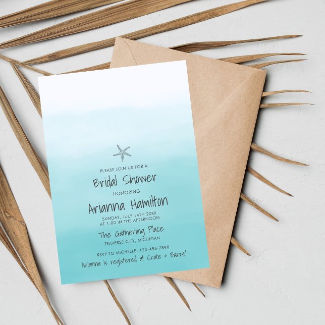 Ombre Beach Destination Starfish Möhippa Inbjudningar (Skapare uppladdad)